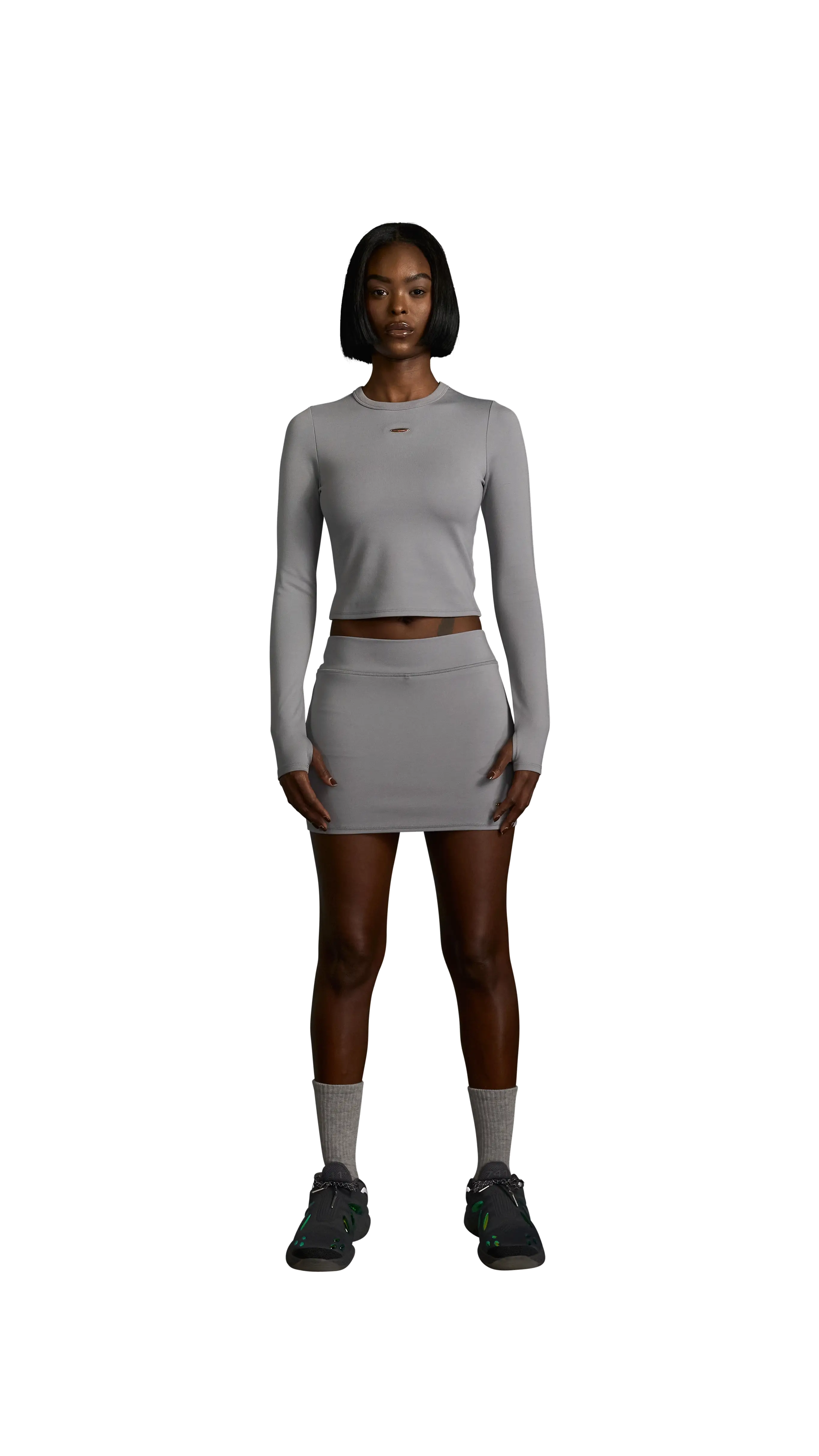 KINETIC CROPPED LONG SLEEVE TEE - Grey Nebula - Image 3